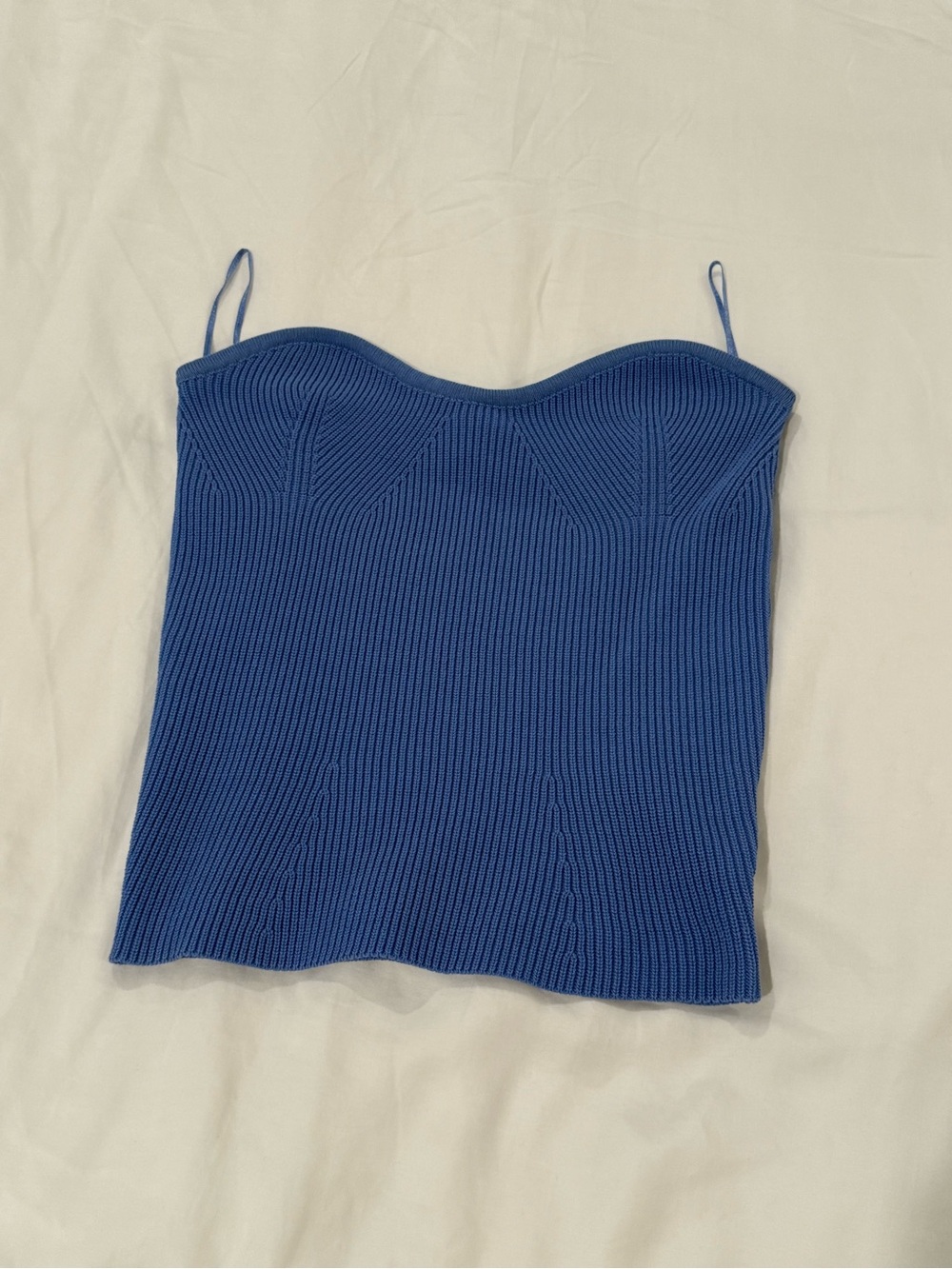 Crescent Cobalt Ribbed Sweetheart Cropped Tube Top